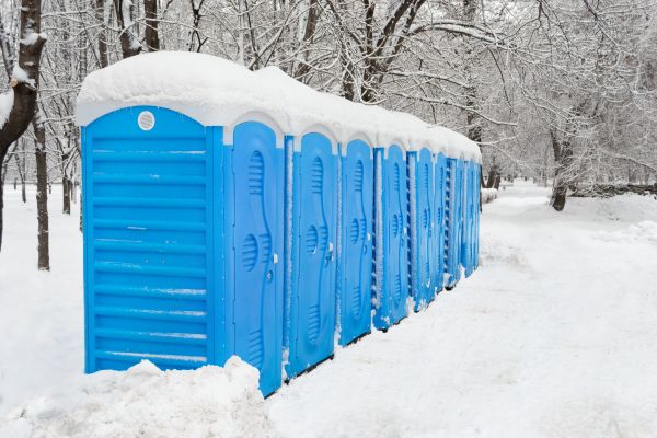 Winterized portable toilets.